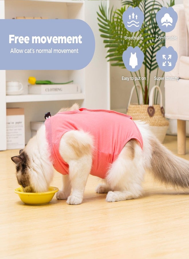 Avont Cat Recovery Suit Post-Surgery Onesie, Breathable Cone-of-Shame Alternative Bodysuit for Spayed Female Kittens, Skin Abdonminal Wound Care -RosepinkM - Image 2
